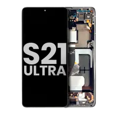 OLED Assembly With Frame Compatible For Samsung Galaxy S21 Ultra 5G (Used OEM Pull: Grade A) (Phantom Black)