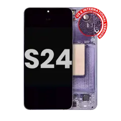 OLED Assembly With Frame Compatible For Samsung Galaxy S24 5G (US & International Version) (Used OEM Pull: Grade A) (Cobalt Violet)