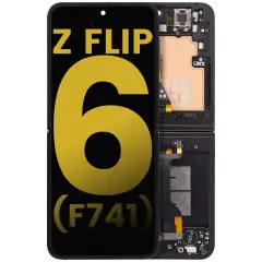 Inner OLED Assembly With Frame Compatible For Samsung Galaxy Z Flip 6 (F741) (US & International) (Refurbished) (Black)