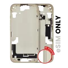 Mid-Frame Housing  W/ Small Parts For iPhone 15 (US Version) (Used OEM Pull: Grade A) (Yellow)