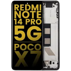 OLED Assembly With Frame Compatible For Xiaomi Redmi Note 14 Pro 5G / Poco X7 (Refurbished) (Black)