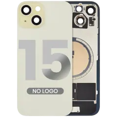 Back Glass w/ MagSafe Magnet For iPhone 15 (Aftermarket) (No Logo) (Yellow)