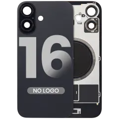 Back Glass w/ MagSafe Magnet For iPhone 16 (Aftermarket) (Black) (No Logo)