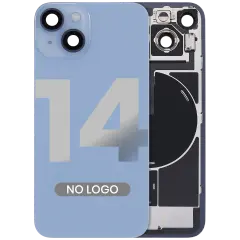 Back Glass With Steel Plate With Wireless NFC & MagSafe Magnet Pre-Installed For iPhone 14 (No Logo) (Blue)
