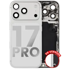 Back Housing W/ Charging Port Flex & Small Parts Compatible  For iPhone 17 Pro (US Version) (Used OEM Pull: Grade A) (Silver)