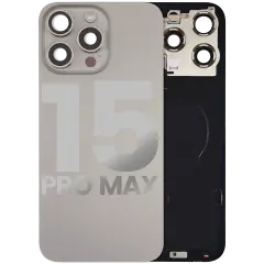 Back Glass w/ MagSafe Magnet & NFC & Flashlight Flex For iPhone 15 Pro Max (Used OEM Pull: Grade B) (Natural Titanium)