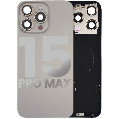 Back Glass w/ MagSafe Magnet & NFC & Flashlight Flex For iPhone 15 Pro Max (Quality - OEM Pull C) (Natural Titanium)