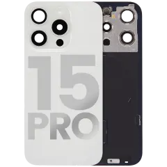 Back Glass w/ MagSafe Magnet & NFC & Flashlight Flex For iPhone 15 Pro (Quality - OEM Pull C) (White Titanium)