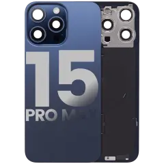 Back Glass w/ MagSafe Magnet & NFC & Flashlight Flex For iPhone 15 Pro Max (Quality - OEM Pull C) (Blue Titanium)