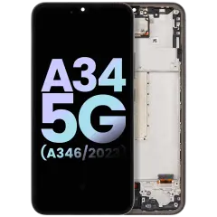 OLED Assembly With Frame For Samsung Galaxy A34 5G (A346 / 2023) (Service Pack) (Graphite)