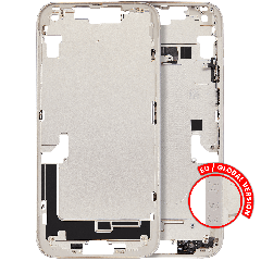 Mid-Frame Housing  W/ Charging Port Flex & Small Parts  For iPhone 14 Plus (EU / Global Version) (Used OEM Pull: Grade B) (Starlight)