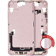 Mid-Frame Housing  W/ Charging Port Flex & Small Parts  For iPhone 15 Plus (EU / Global Version) (Used OEM Pull: Grade B) (Pink)