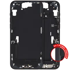 Mid-Frame Housing  W/ Charging Port Flex & Small Parts  For iPhone 15 Plus (EU / Global Version) (Used OEM Pull: Grade C) (Black)