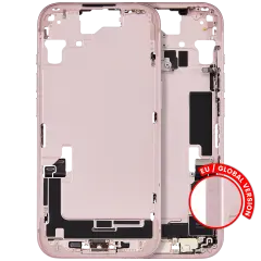 Mid-Frame Housing  W/ Charging Port Flex & Small Parts  For iPhone 15 (EU / Global Version) (Used OEM Pull: Grade A) (Pink)