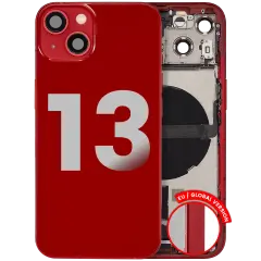 Back Housing W/ Charging Port Flex & Small Parts  For iPhone 13 (EU / Global Version) (Used OEM Pull: Grade A) (Red)