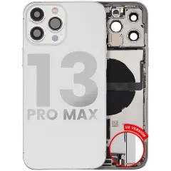 Back Housing W/ Charging Port Flex & Small Parts  For iPhone 13 Pro Max (US Version) (Used OEM Pull: Grade B) (Silver)