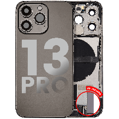 Back Housing W/ Charging Port Flex & Small Parts  For iPhone 13 Pro (US Version) (Used OEM Pull: Grade B) (Graphite)