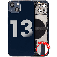 Back Housing W/ Charging Port Flex & Small Parts For iPhone 13 (EU / Global Version) (Used OEM Pull: Grade C) (Midnight)