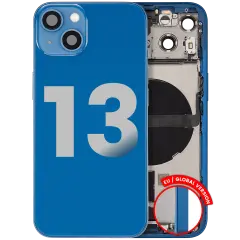 Back Housing W/ Charging Port Flex & Small Parts  For iPhone 13 (EU / Global Version) (Used OEM Pull: Grade B) (Blue)
