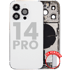 Back Housing W/ Charging Port Flex & Small Parts For iPhone 14 Pro (US Version) (Used OEM Pull: Grade C) (Silver)