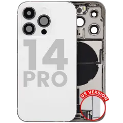 Back Housing W/ Charging Port Flex & Small Parts  For iPhone 14 Pro (US Version) (Used OEM Pull: Grade B) (Silver)