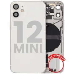 Back Housing W/ Charging Port Flex & Small Parts  For iPhone 12 Mini (US Version) (Used OEM Pull: Grade C) (White)