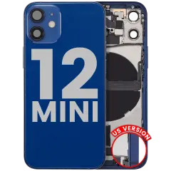 Back Housing W/ Charging Port Flex & Small Parts  For iPhone 12 Mini (US Version) (Used OEM Pull: Grade A) (Blue)