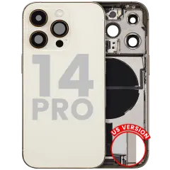 Back Housing W/ Charging Port Flex & Small Parts  For iPhone 14 Pro (US Version) (Used OEM Pull: Grade A) (Gold)