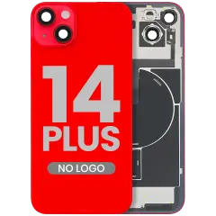 Back Glass With Steel Plate With Wireless NFC & MagSafe Magnet Pre-Installed For iPhone 14 Plus (No Logo) (Red)