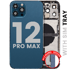 Back Housing W/ Charging Port Flex & Small Parts  For iPhone 12 Pro Max (EU / Global Version) (Used OEM Pull: Grade C) (Pacific Blue)