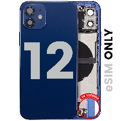 Back Housing W/ Charging Port Flex & Small Parts  For iPhone 12 (US Version) (Used OEM Pull: Grade C) (Blue)