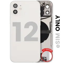 Back Housing W/ Charging Port Flex & Small Parts  For iPhone 12 (US Version) (Used OEM Pull: Grade B) (White)