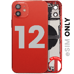Back Housing W/ Charging Port Flex & Small Parts  For iPhone 12 (US Version) (Used OEM Pull: Grade B) (Red)