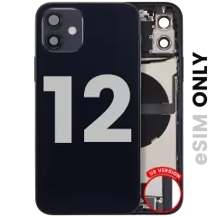 Back Housing W/ Charging Port Flex & Small Parts  For iPhone 12 (US Version) (Used OEM Pull: Grade B) (Black)