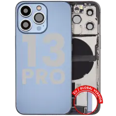 Back Housing W/ Charging Port Flex & Small Parts  For iPhone 13 Pro (EU / Global Version) (Used OEM Pull: Grade C) (Sierra Blue)