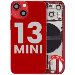 Back Housing W/ Charging Port Flex & Small Parts  For iPhone 13 Mini (US Version) (Used OEM Pull: Grade C) (Red)