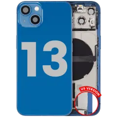 Back Housing W/ Charging Port Flex & Small Parts  For iPhone 13 (US Version) (Used OEM Pull: Grade C) (Blue)