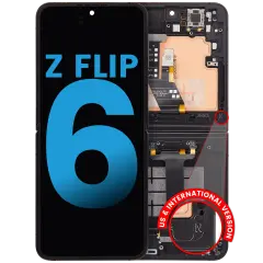 Inner OLED Assembly With Frame Compatible For Samsung Galaxy Z Flip 6 5G (F741) (US & International) (Aftermarket) (Black)