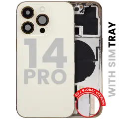 Back Housing W/ Small Parts For iPhone 14 Pro (EU / Global Version) (Used OEM Pull: Grade C) (Gold)