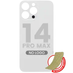 Back Glass With 3M Adhesive For iPhone 14 Pro Max (No Logo / Large Camera Hole) (Silver)