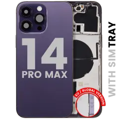 Back Housing W/ Small Parts For iPhone 14 Pro Max (EU / Global Version) (Used OEM Pull: Grade C) (Deep Purple)