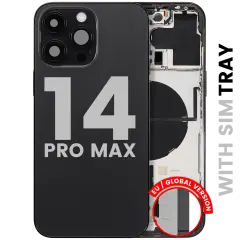 Back Housing W/ Small Parts For iPhone 14 Pro Max (EU / Global Version) (Used OEM Pull: Grade B) (Space Black)
