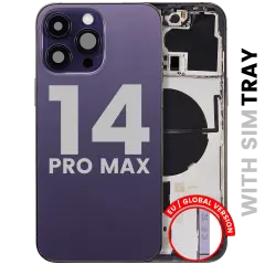 Back Housing W/ Small Parts For iPhone 14 Pro Max (EU / Global Version) (Used OEM Pull: Grade B) (Deep Purple)
