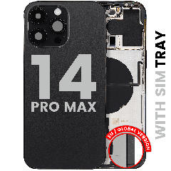 Back Housing W/ Small Parts For iPhone 14 Pro Max (EU / Global Version) (Used OEM Pull: Grade A) (Space Black)