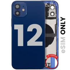 Back Housing W/ Charging Port Flex & Small Parts  For iPhone 12 (US Version) (Used OEM Pull: Grade A) (Blue)