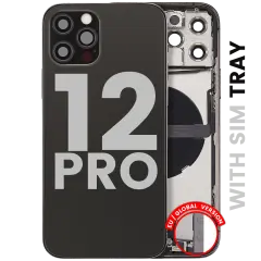 Back Housing W/ Charging Port Flex & Small Parts  For iPhone 12 Pro (EU / Global Version) (Used OEM Pull: Grade A) (Graphite)