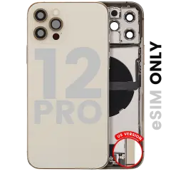 Back Housing W/ Charging Port Flex & Small Parts  For iPhone 12 Pro (US Version) (Used OEM Pull: Grade A) (Gold)