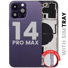 Back Housing W/ Small Parts For iPhone 14 Pro Max (EU / Global Version) (Used OEM Pull: Grade A) (Deep Purple)