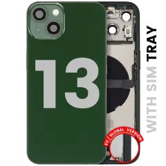 Back Housing W/ Charging Port Flex & Small Parts  For iPhone 13 (EU / Global Version) (Used OEM Pull: Grade A) (Green)