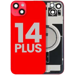 Back Glass w/ MagSafe Magnet For iPhone 14 Plus (Quality - OEM Pull C) (Red)